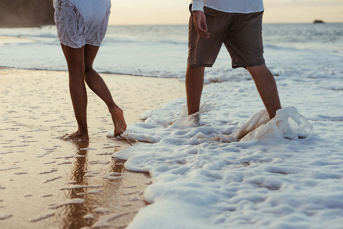 Beach walk along the shoreline